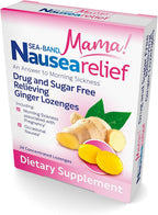 Sea-Band Sugar Free Ginger Travel Lozenges for Motion Sickness 24 Pieces | Morning sickness relief, drug free, HSA/FSA approved, 24 lozenges, sugar free