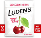 Luden's Sore Throat Relief Drops, Wild Cherry, 90 Count | Sore Throat Lozenges, for Minor Everyday Irritation & Dry Mouth, Soothes Throats, With Pectin