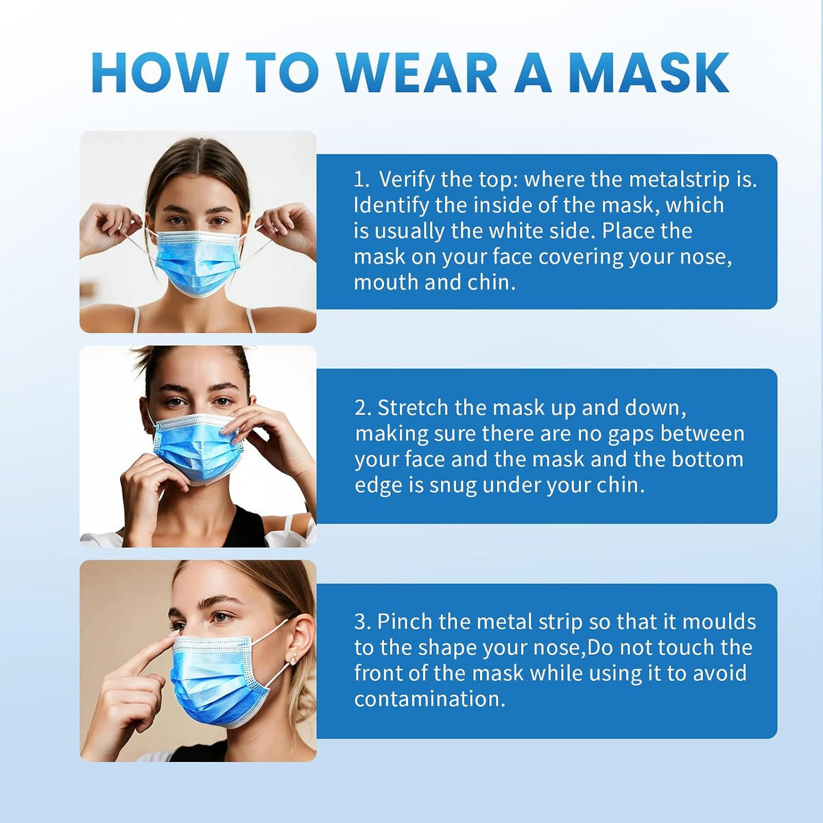 Blue Disposable Face Mask 100 Pcs Blue Face Masks 3 Ply Protection Masks