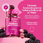 Women's Multivitamins - 60 Gummies with Vitamins for Hair, Marine Collagen and Hyaluronic Acid - Vitamin C, A, D, B, Biotin and Zinc - Multivitamin with Minerals and Probiotics - Novomins