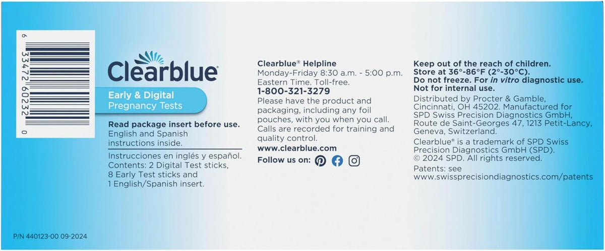 Clearblue Early Pregnancy Test Kit, at-Home Pregnancy Test Kit for Women, hCG Hormone Pregnancy Tests with Easy-to-Read Results, 10 Tests