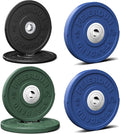 FEIERDUN Color Bumper Plate Set, 2-Inch Olympic Weight Plates, Low Bounce Rubber Barbell Plates with Stainless Steel Insert for Weightlifting, Strength Training, CrossFit & Home Gym, 10LB-370LB