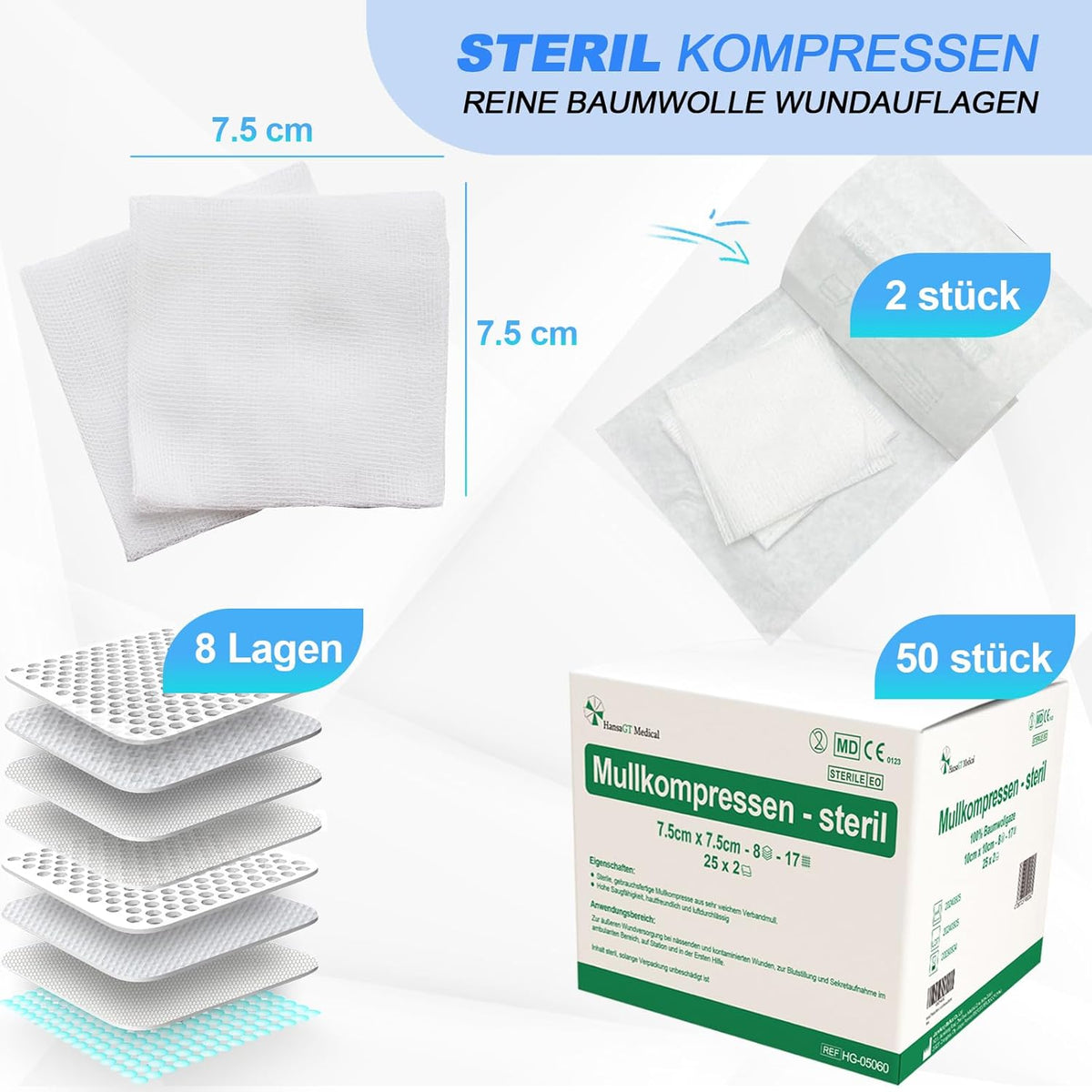 Wound Dressings and Gauze Sterile 10 cm 50 pieces