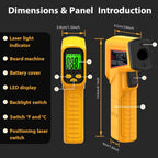 FKM Infrared Thermometer Gun Non-Contact Laser Temperature Gun,-58°F~986°F | Adjustable Emissivity,Digital IR Thermometer Gun for Cooking,Griddle,Pizza Oven,BBQ,HVAC,Automotive,Industrial,Not for Human