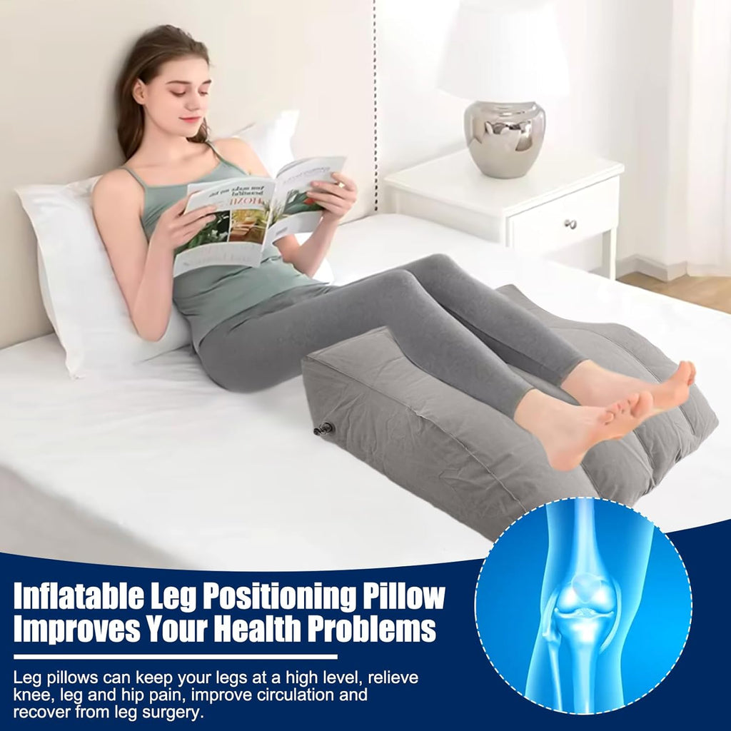 65 x 50 x 25 cm Inflatable Wedge Pillow Portability Cushion Leg Rest Comfort Elevate Tired Legs Wedge Support Pillow for Legs, Improve Blood Circulation and Improve Sleep