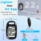 Clip-on 3D Pedometer for Walking Steps Counter with Lanyard, Simple Exercise Tracker for Women and Seniors with Large Accurate Digital Display, Portable Minimalist Sports Monitor
