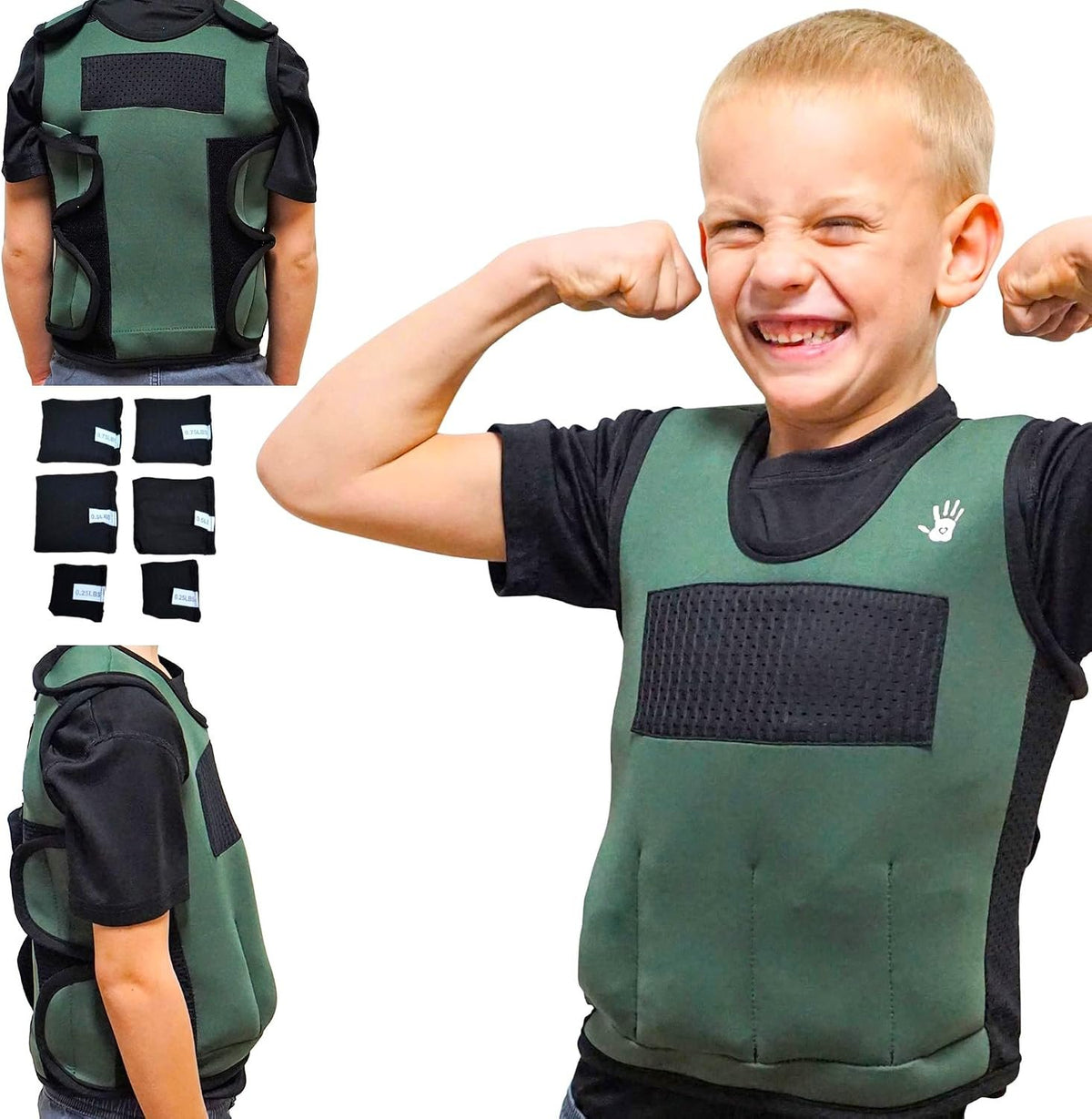 Weighted Vest For Kids - Adjustable Compression Vest With Six Removable Weights Included - Breathable Snug Fit Design