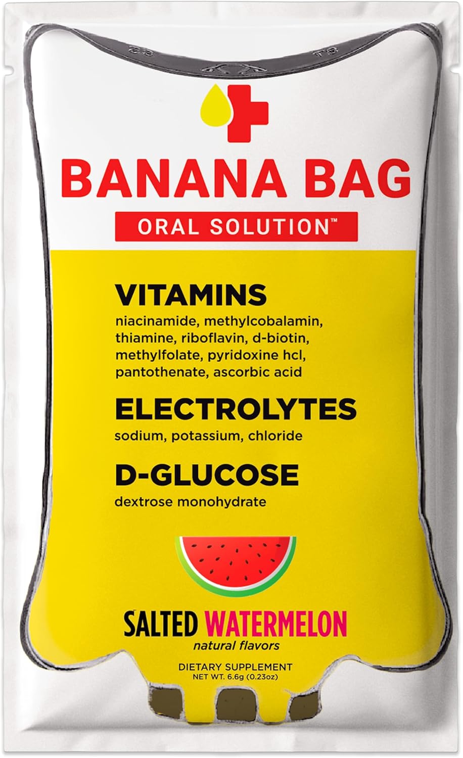 Banana Bag Electrolytes Vitamin Powder Drink Mix, Salted Watermelon 5 Pk