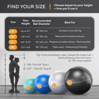 Yoga Ball, 1,000 lb Anti-Burst, Extra Thick, Non-Slip