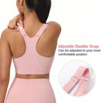 Zip Front Sports Bras for Women Adjustable Racerback Medium Support Bras Padded Post-Surgery Bras Seamless Yoga Athletic Bra