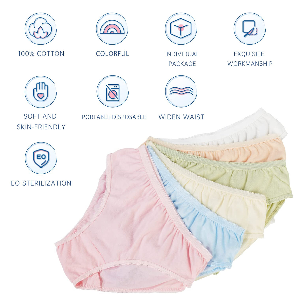 Women's Disposable Underwear For Travel Colorful Cotton Panties Ladies Briefs Hotel Spa Hospital Stays Emergencies