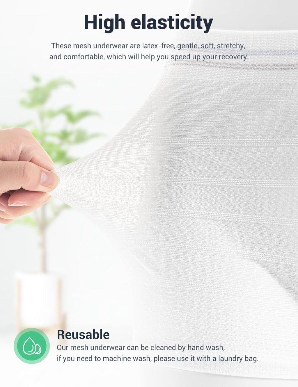 HANSILK Mesh Postpartum Underwear 12 Pack High Waist Reusable Post Bay C-Section Recovery Maternity Panties for Women Washable Mesh Panties (Large)