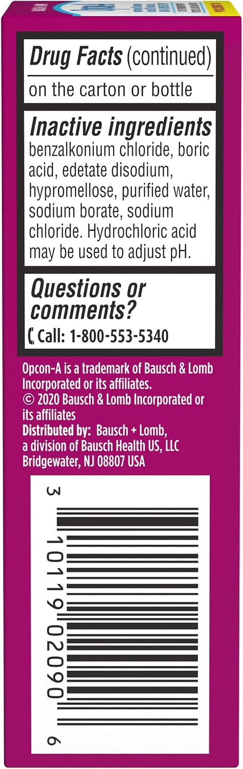 Opcon-A by Bausch & Lomb Antihistamine Allergy Eye Drops, 15 mL