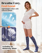 LEVSOX Cotton Compression Socks for Women Men 20-30 mmHg Knee High Cute Support Sock for Nurses Flying Pregnancy