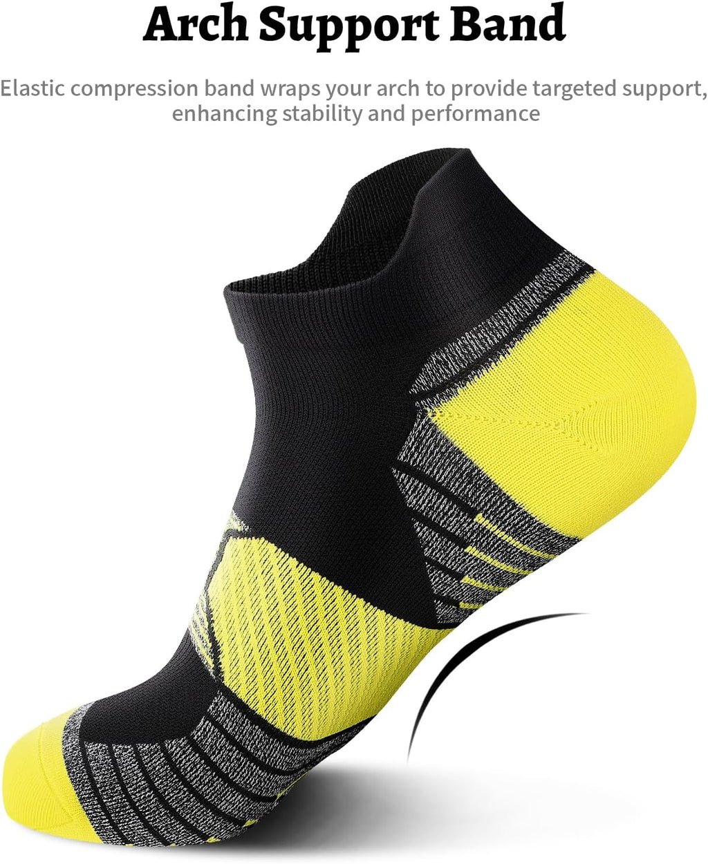 Ankle Compression Socks for Women 6 Pairs Running Socks with Arch Support | Athletic Womens Ankle Socks for Running, Gym, Workouts, Long-Distance Walking, Travel, Daily Use, Relieve Plantar Fasciitis