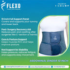 Flexo Abdominal Binder 10 Inch | Wide Abdominal & Lower Back Support Belt for Post-Surgical Recovery, Hernia Treatment & Bariatric Care | Adjustable Core Stabilizer(Grey, XL)