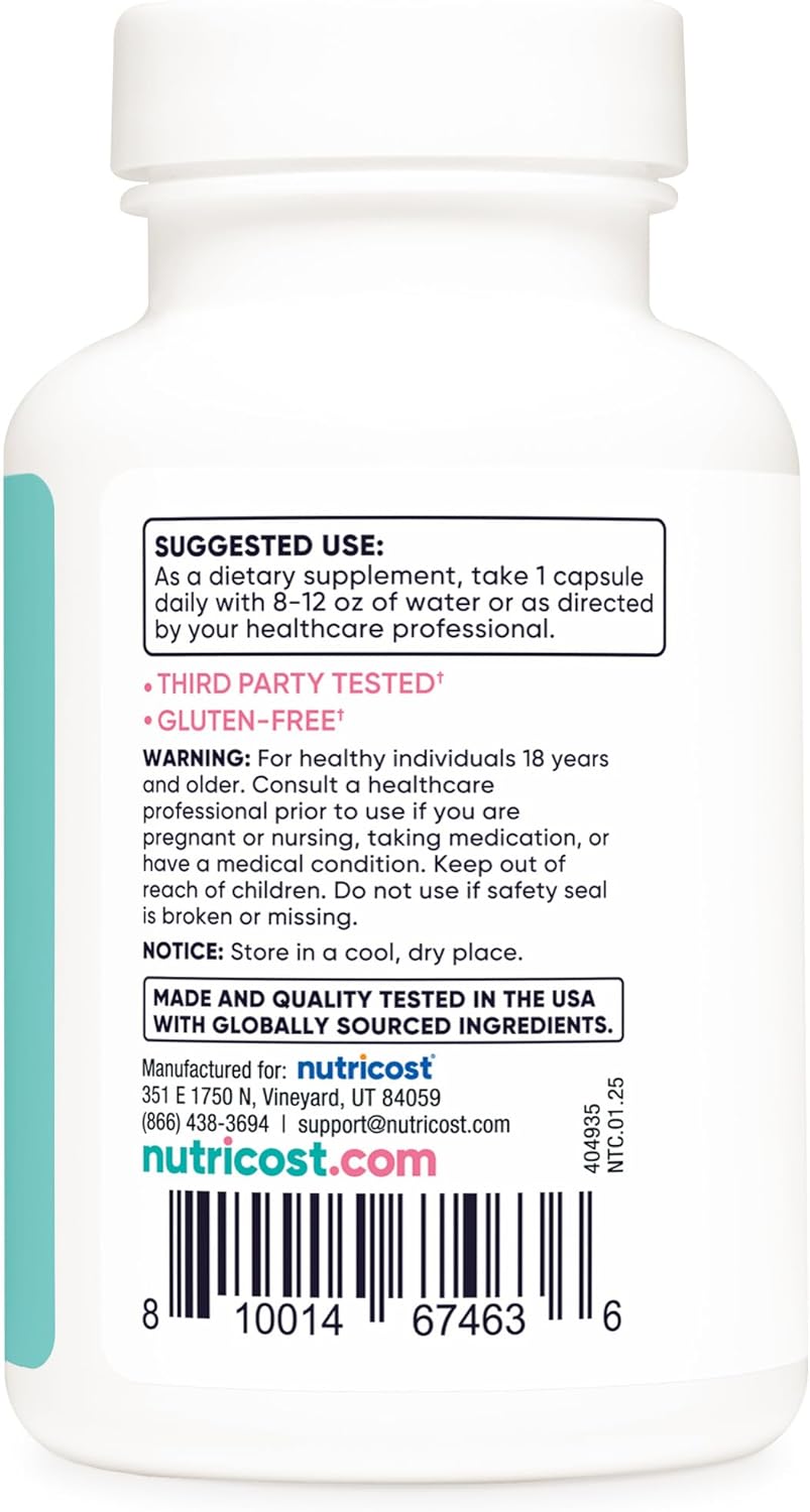 Nutricost Folic Acid for Women (Vitamin B9) 1200 mcg, 120 Capsules, with B12 and Biotin, Veggie Caps, Non-GMO & Gluten Free