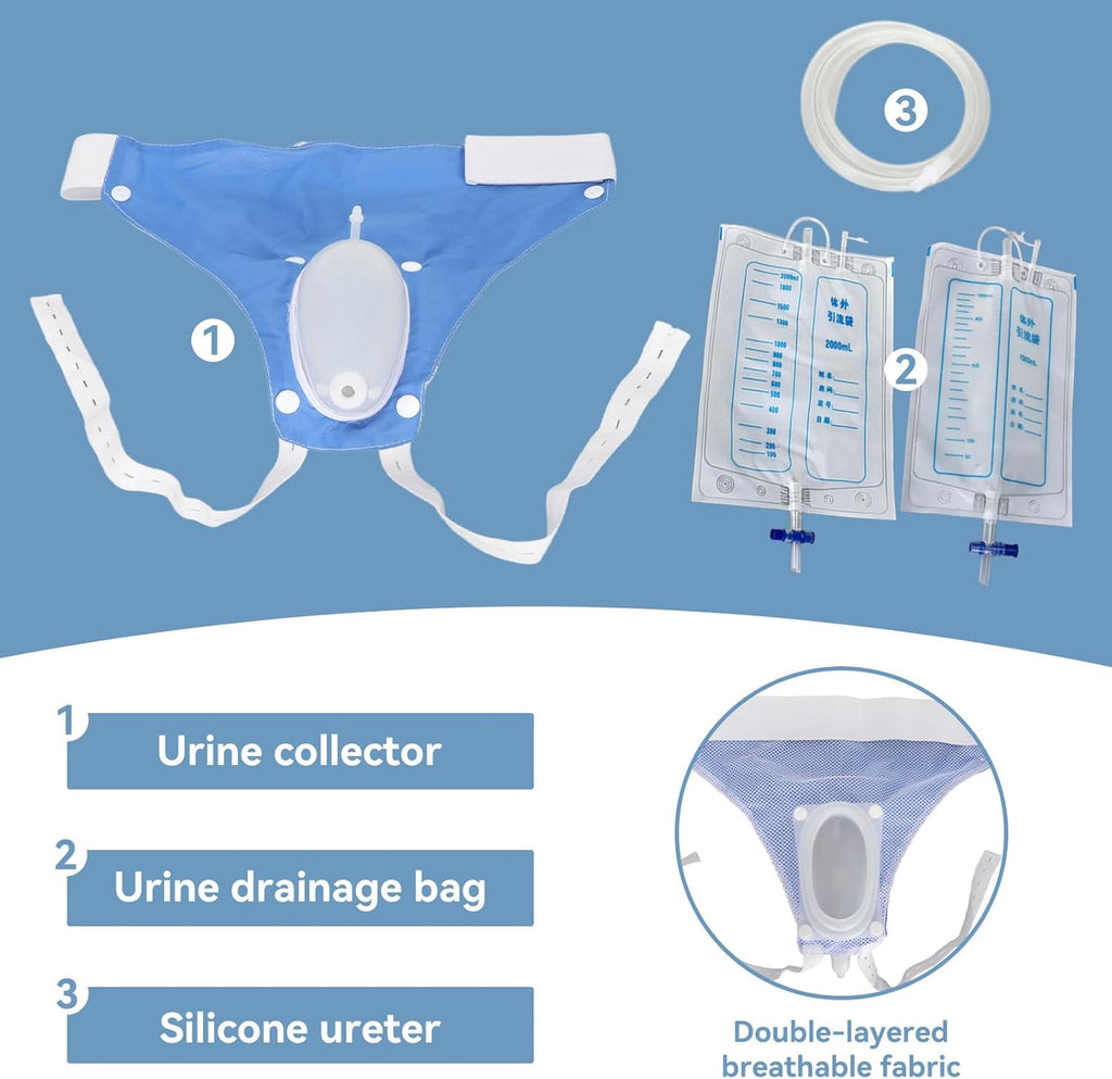 Silicone Urine Collector, 1000ML 2000ML Portable Urine Drain Bag Reusable Leakproof Urinal Collector Holder for Urinal Portable Urinal Collection Bag For Women