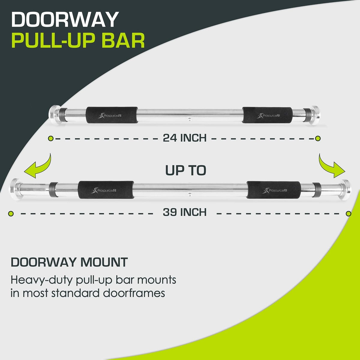 ProsourceFit Heavy Duty Doorway Mount Pull Up/Chin-Up Bar, Adjustable with Foam Grips for Home Workouts