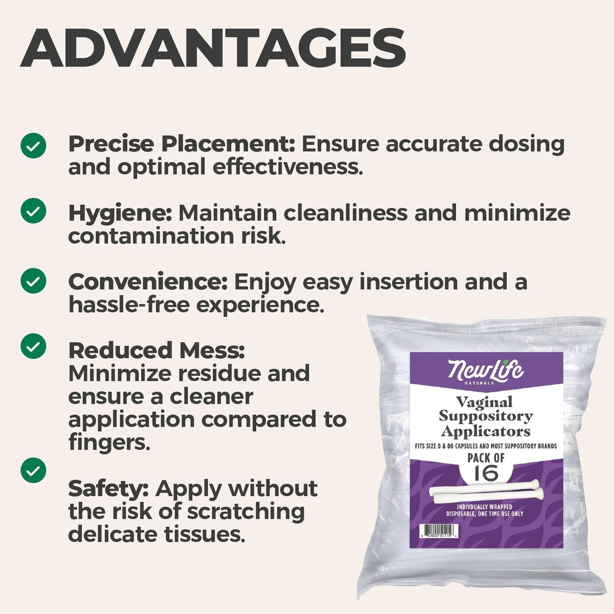 Applicators and Syringes Individually Wrapped 00 capsules 16 pieces