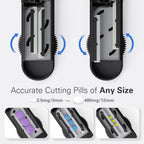 ONE PIX Pill Cutter Splitter for Small and Tiny Pills, Multiple Pill Splitter with Centering Device & Hidden Blade, Adjustable Tablet Cutter for Large Pills, Seniors, Pets, Grey