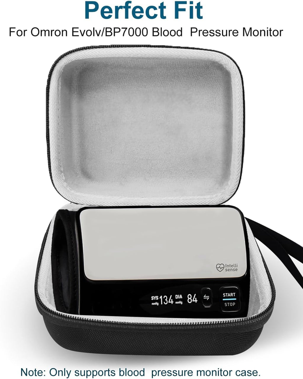 Hard Carrying Case for OMRON Evolv Wireless Blood Pressure Monitor, for Omron BP7000 Bluetooth Upper Arm Blood Pressure Monitor, Travel Storage Case for OMRON HEM-7600T-BK BP Monitor, Black Case Only