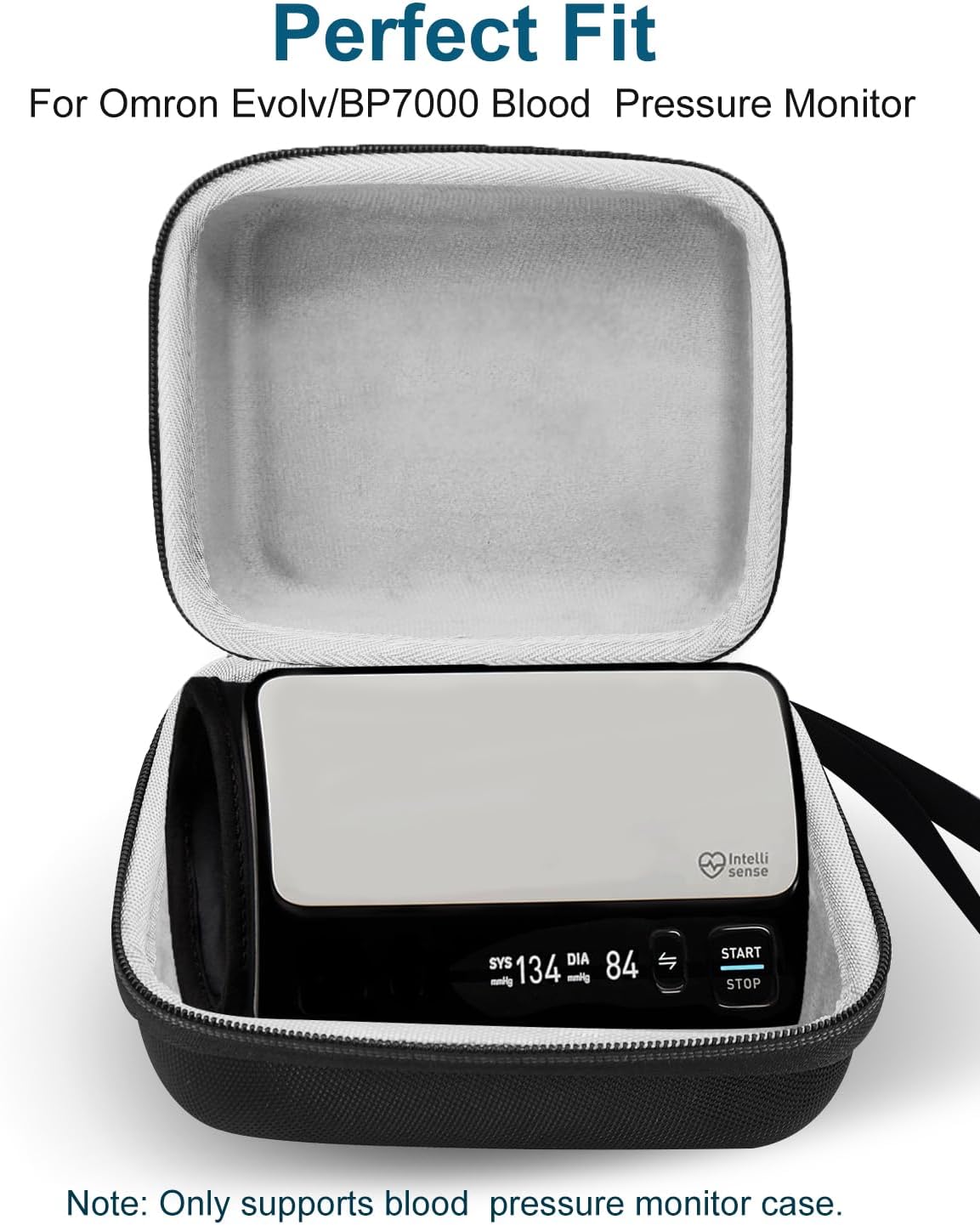 Hard Carrying Case for OMRON Evolv Wireless Blood Pressure Monitor, for Omron BP7000 Bluetooth Upper Arm Blood Pressure Monitor, Travel Storage Case for OMRON HEM-7600T-BK BP Monitor, Black Case Only
