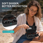 GWCASE Portable 2 in 1 Contact Lens Case and Glasses Case for 2 Pairs