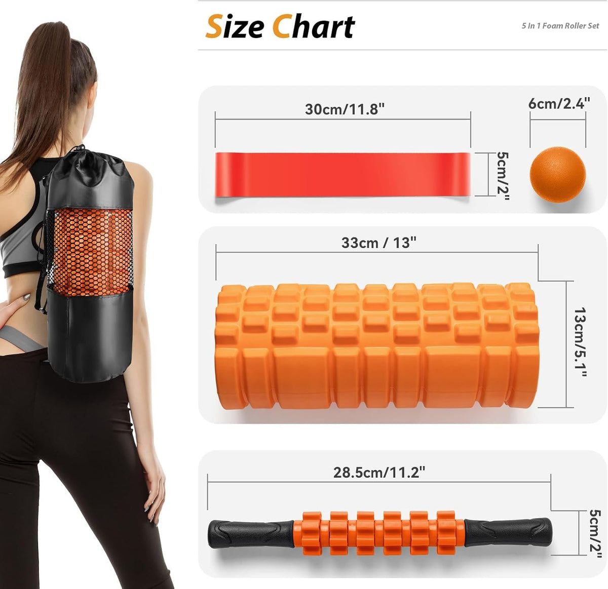 SUBCULTUREPICK 5 in1 Foam Roller Set Trigger Point Foam Roller for Exercise