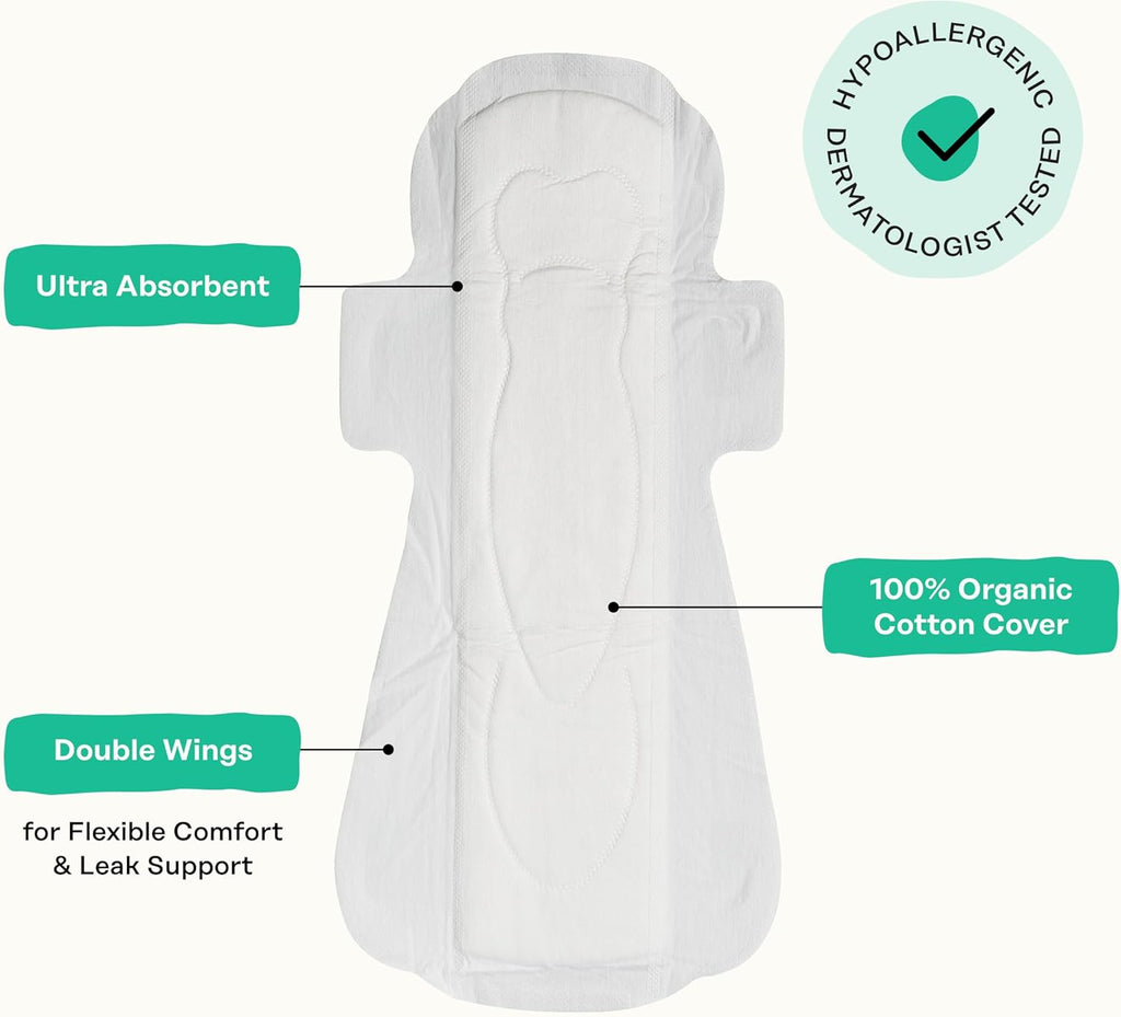 The Honey Pot Company - Herbal Postpartum Pads w/Wings - Infused w/Essential Oils for Cooling Effect, Organic Cotton Cover, & Ultra-Absorbent - Feminine Care - 12ct
