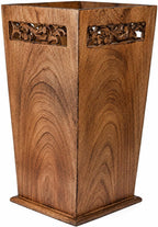 Antique Wooden Umbrella Stand & Walking Cane Holder for Home, Office & Entryway | Hand-Carved Solid Wood Umbrella & Cane Storage Rack | Size 21.5 x 8 x 8 in, Base 7.5 x 7.5 inches (Solid)