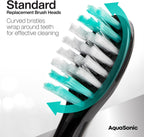 AquaSonic Genuine Standard Replacement Brush Heads | ADA Accepted | for Normal & Sensitive Teeth | Compatible with Many AquaSonic Toothbrush Handles (2 Pack Black)