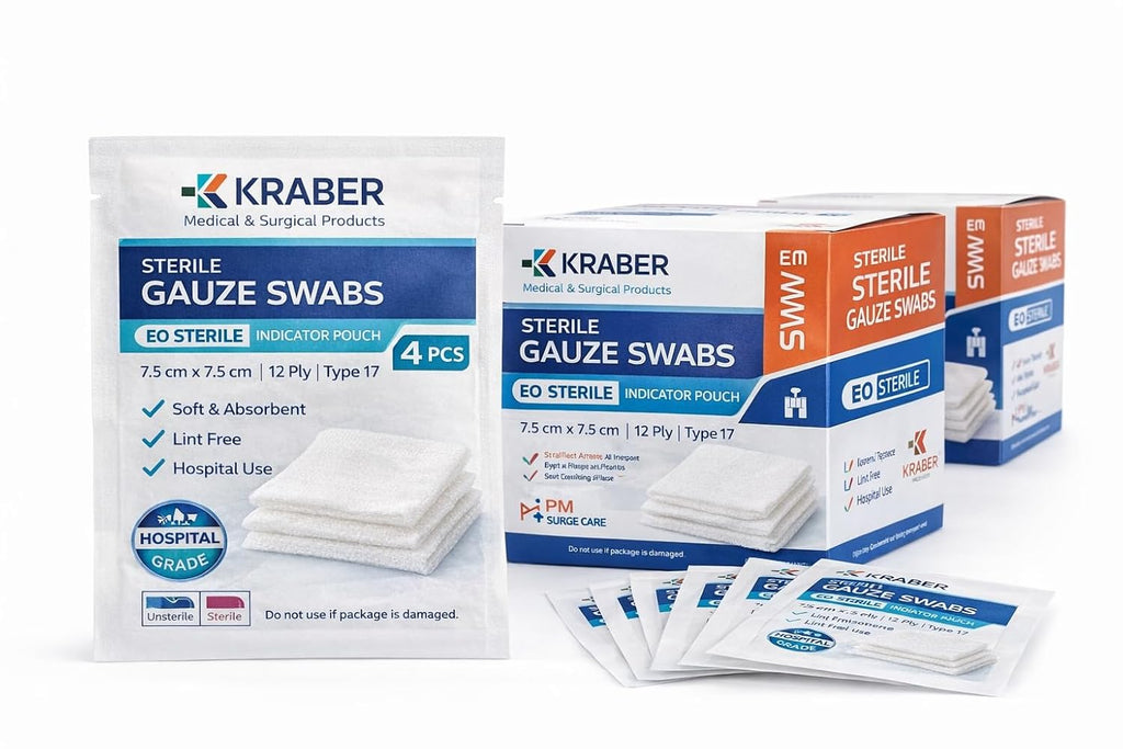 Sterile Gauze Swabs 7.5cm x 7.5cm 12 Ply American Fold – 4 Pack | 100% Cotton ETO Sterilized | Medical Grade Wound Dressing Pads for First Aid & Surgical Use (1, Sterile Gauze)
