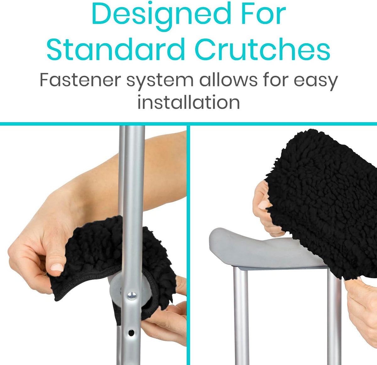 Vive Sheepskin Crutch Pads & Hand Grips - Comfortable, Breathable, Machine | Washable Padding for Adults - Premium Accessory Covers for Crutches, Armpits - Latex-Free & Non-Toxic