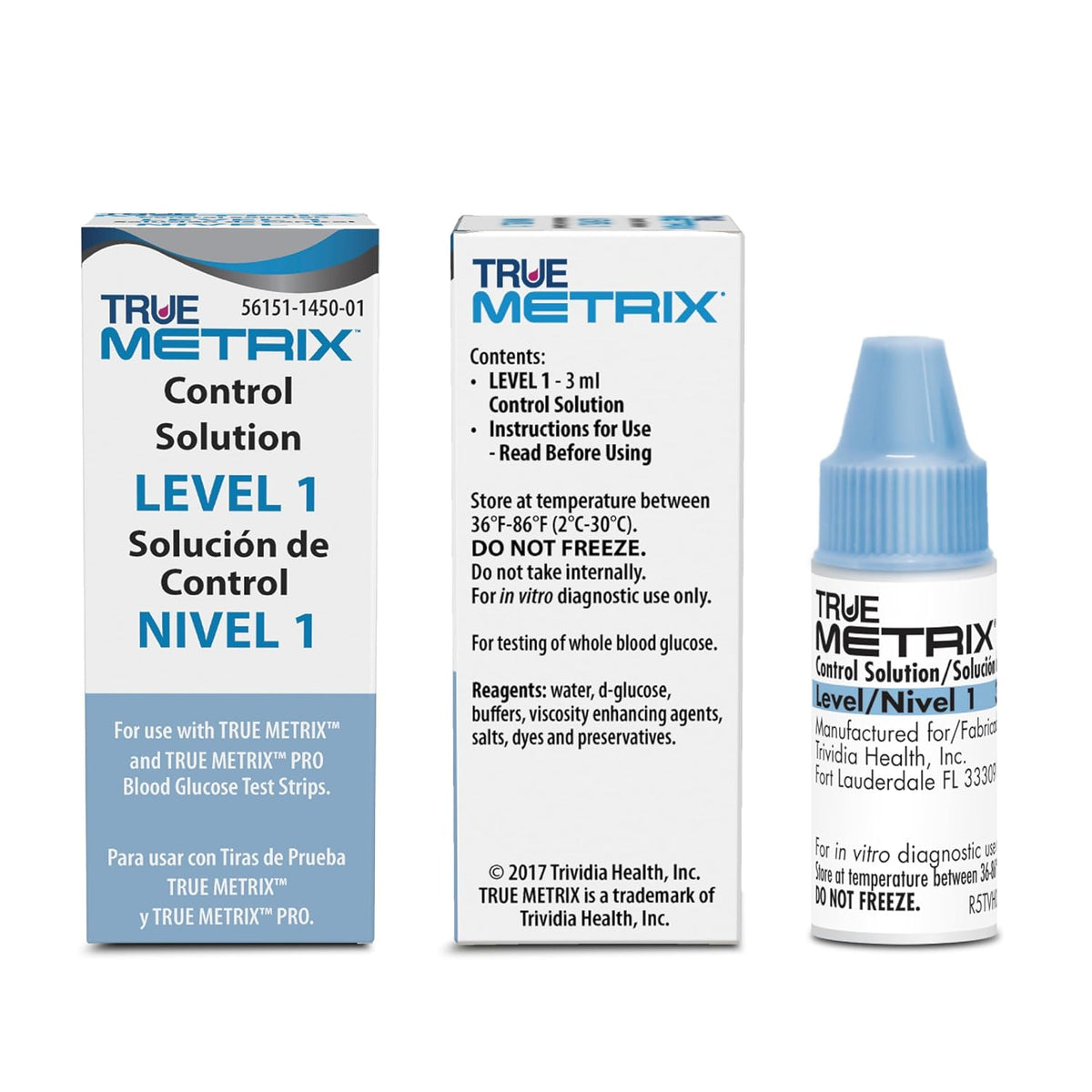 True Metrix Control Solution Level 1, 3 mL | Blood Glucose Control Solution