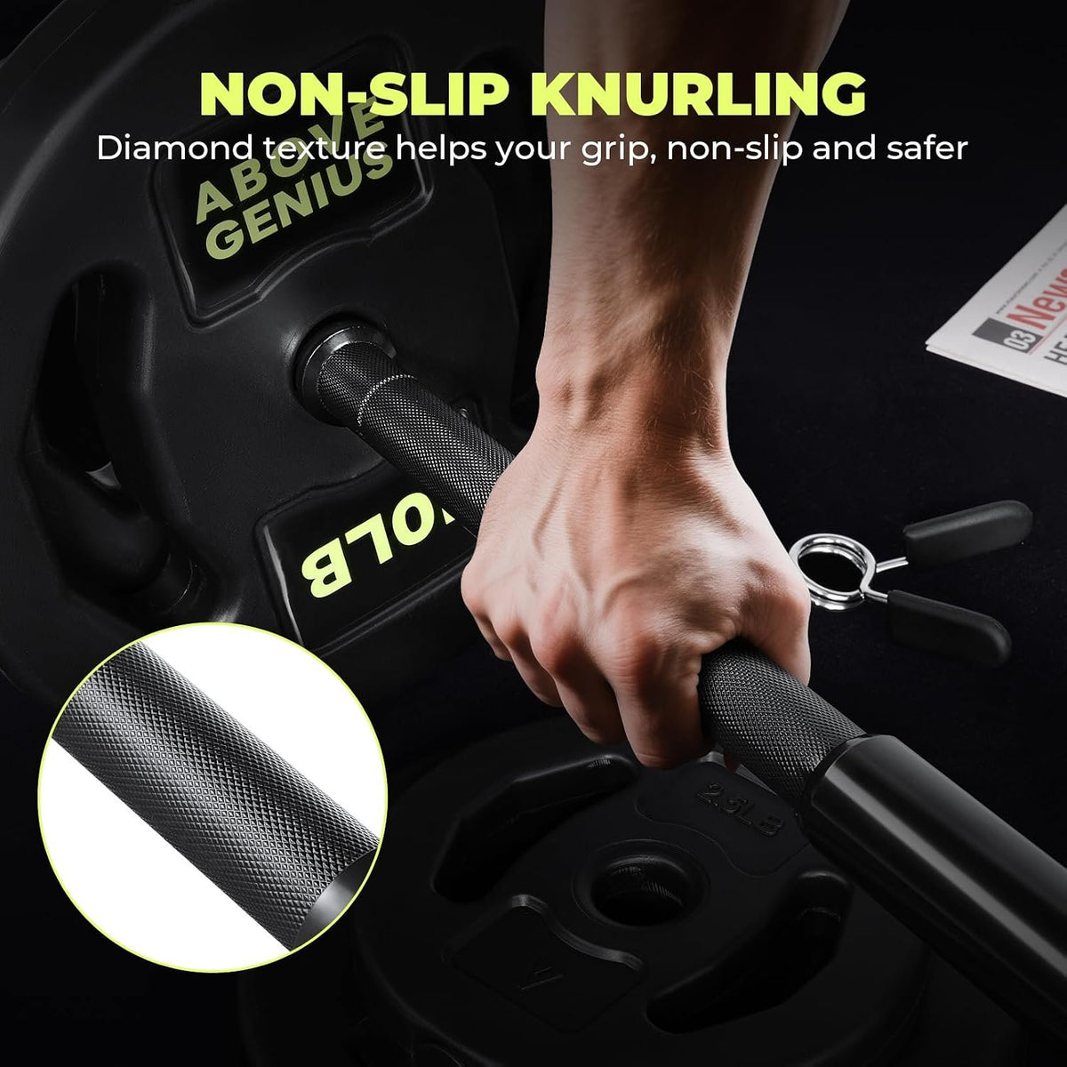 AboveGenius 45 lb Barbell Weight Set, Adjustable Workout Bar | Barbell Weight Set for Home Gym Strength Training, Full Body Workout, Muscle Building, Home Fitness Weight Lifting Equipment