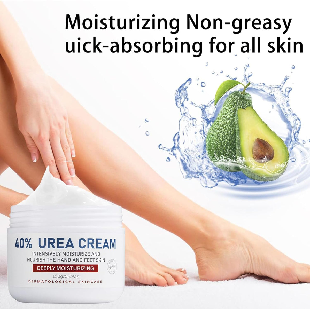 Urea Cream 40%, Keratolytic Foot Cream for Dry Cracked Heels, Feet, Knees, Elbows, Hands, Cuticle, Callus Remover, Skin Barrier Repair