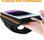 Running Armband with Earphone Bag Cell Phone Armband for iPhone 17 16 15 Pro 14 Plus 13 11 XR, Galaxy S24/S10 Water Resistant Sports Phone Holder Case & Zipper Slot Car Key Holder for 6.9 inch Phone