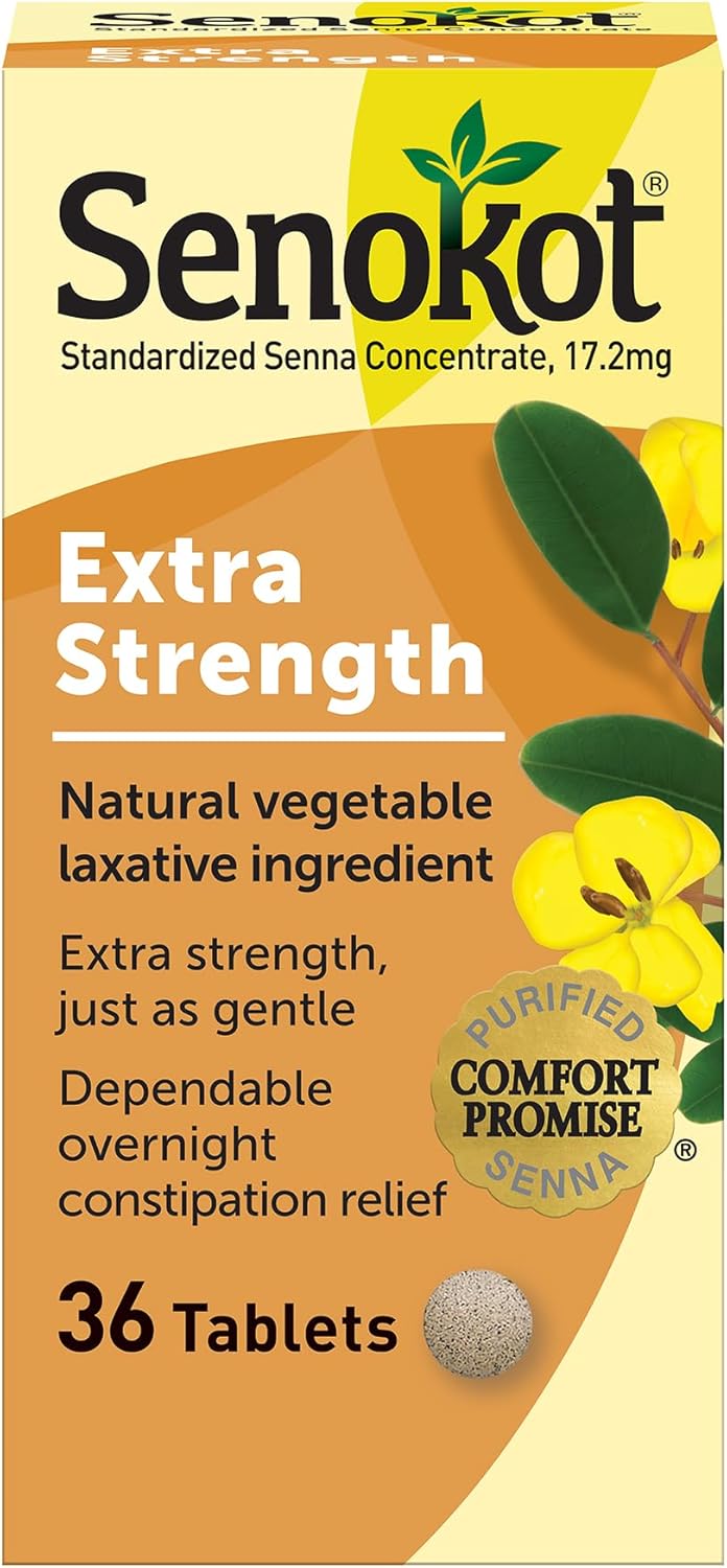 Senokot Extra Strength Senna Laxative Tablets, 36 Tablets | Laxatives for Constipation Relief, Overnight Relief for Adults