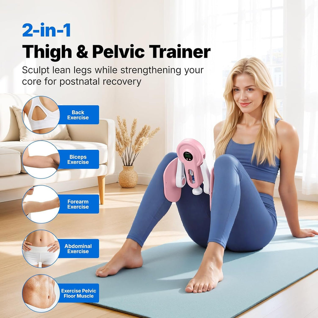 MERACH Pelvic Floor Exercise Devices, Adjustable Resistance, Thigh Trainer | Adjustable Resistance, Thigh Shaping, With 360° Rotating Thigh Pad, Built-In Display, Portable and Easy to Use