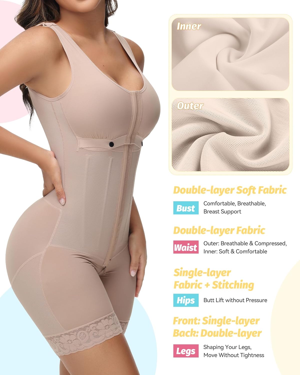 SHAPSHE Fajas Colombianas Moldeadoras Full Body Shaper Postparto Post Surgery Stage 2/3 Tummy Control Compression Garment