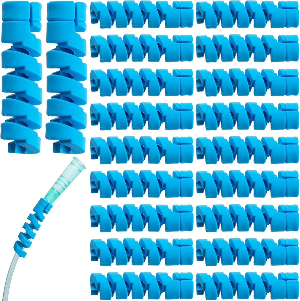 20pcs Oxygen Tube Support Crimp Straightener, Blue