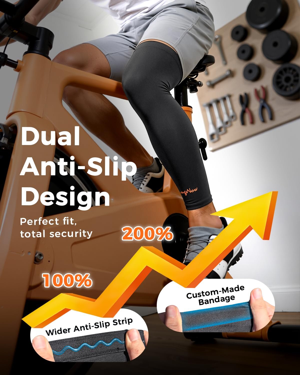 Copper Leg Compression Sleeve Ultra Breathable Full Leg Compression Sleeve | for Pain Relief,Arthritis,Muscle Recovery,Swelling,Inflammation,Leg Sleeve for Thigh,Calf,Knee,Men & Women(Black, Large)