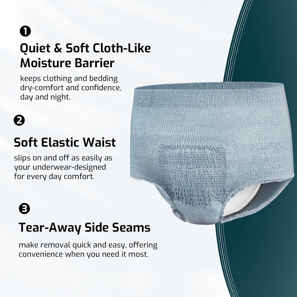 SUNKISS Incontinence Underwear for Men,Daytime Disposable Adult Pull Ups,Mens Protective Briefs with Maximum Absorbency, XLarge, Grey, 14 Count