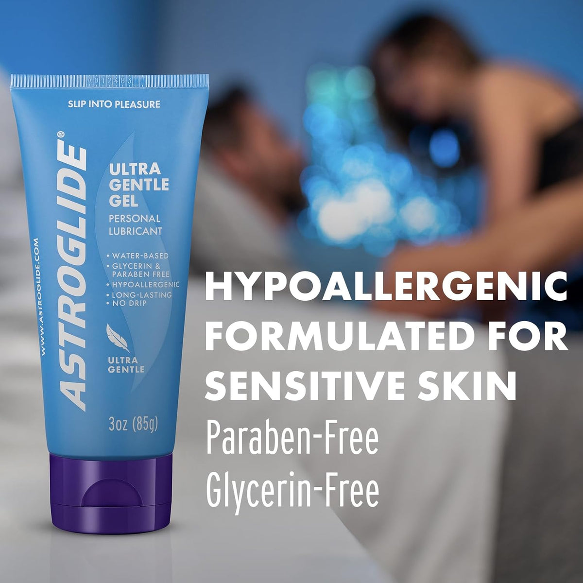 Astroglide Water Based Ultra Gentle Gel Personal Lubricant, Sex Lube for Long-Lasting Pleasure for Men, Women and Couples, Safe for Toys, 85g