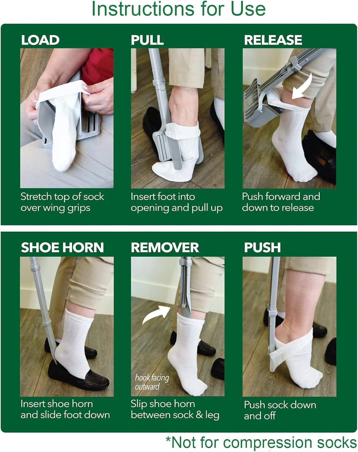 Easy Sock Ox Adjustable Sock Aid for Seniors, No Bending, with Sock Remover