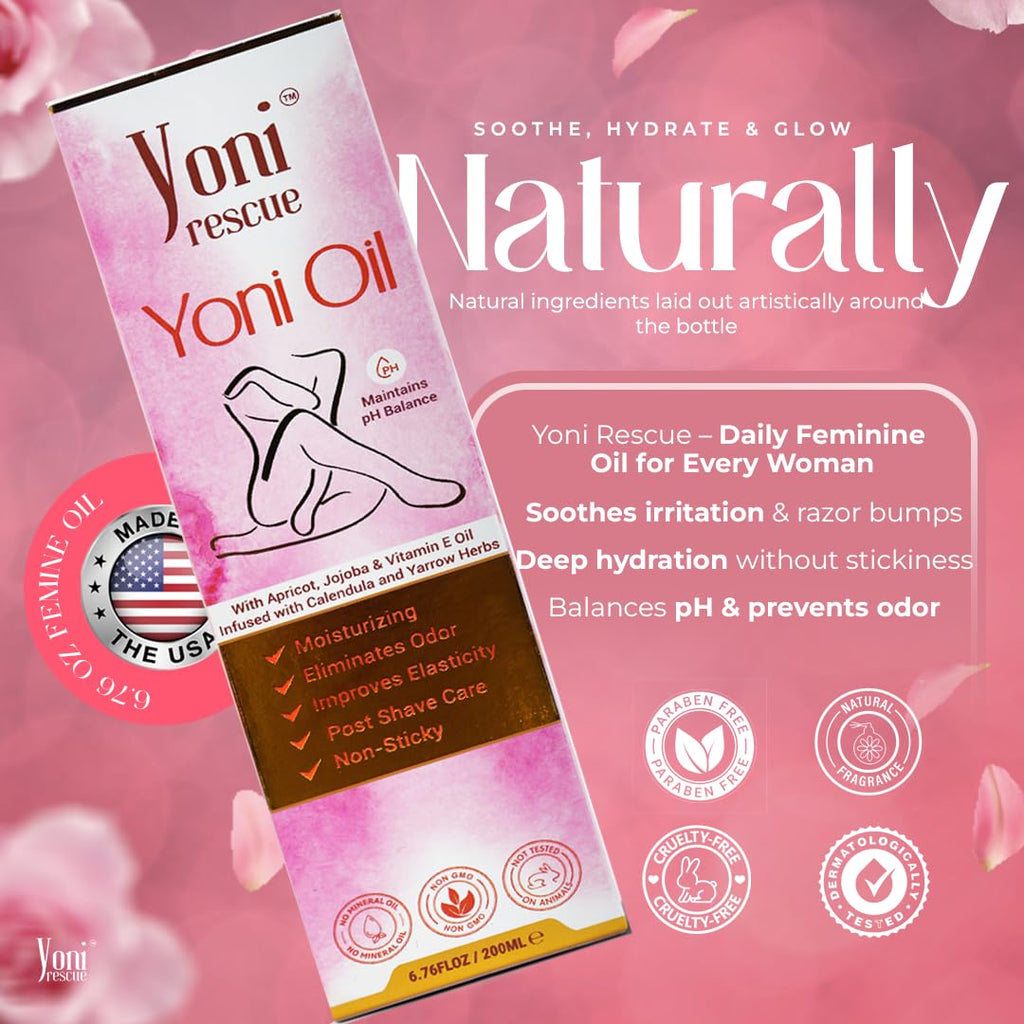 Yoni Rescue Yoni Oil 6.76oz, All Natural Ingredient for Women pH Balance & Wetness, Vaginal Oil for Dark Spots, Hydration & Comfort - Apricot, Jojoba, Chamomile, Vitamin E (Strawberry Pineapple)