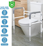 WeHwupe Toilet Safety Rail for Seniors, Height & Width Adjustable Frame