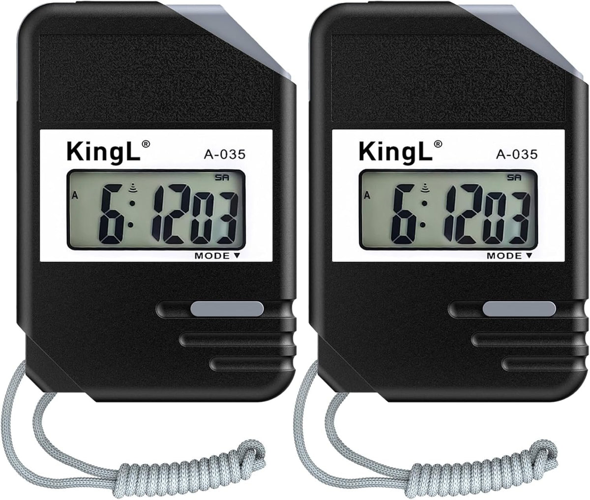 2 Pack Digital Stopwatch Timer with Large Display,Lap Split Mode, Waterproof Handheld Timer for Coaches, Teachers, Kids, Running, Swimming, Training(Black-2 Pack)