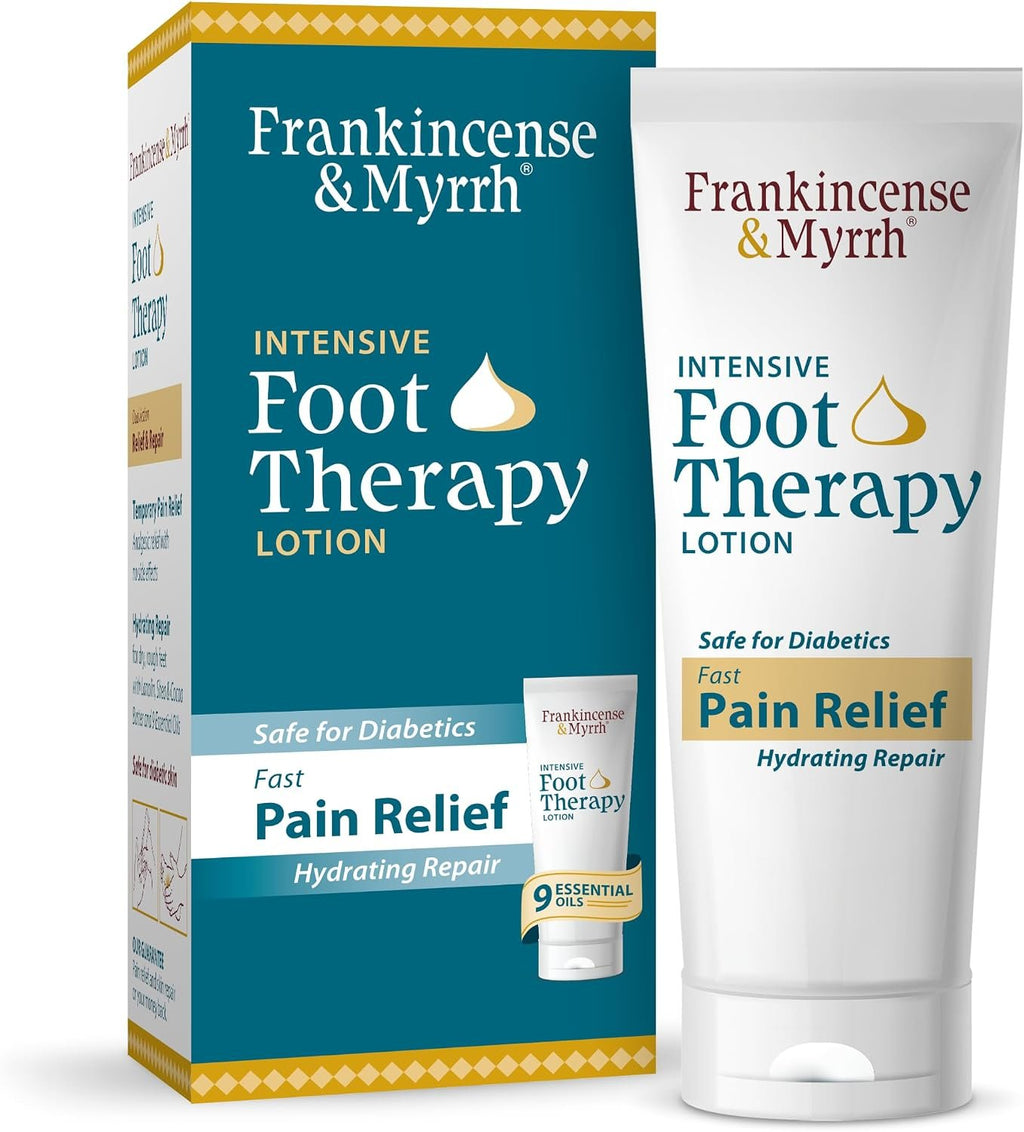 Frankincense & Myrrh Intensive Foot Therapy Lotion, Diabetic Relief, 3 oz | Dual-action cream relieves diabetic nerve & restless leg pain while repairing dry, rough, cracked skin on feet. Fast relief.